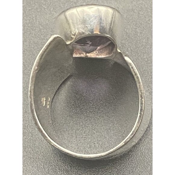 Amethyst 925 Silver Ring Bold Asymmetrical Oval Gem Quality  Sz 8.5 9.7 g Unisex - Picture 6 of 15
